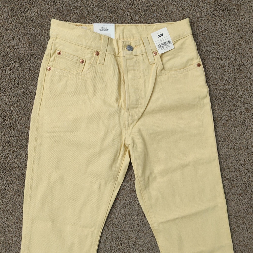 Levis Fresh 501 Cropped Jeans Womens 25x26‎ Yellow High Rise Straight Leg - Picture 3 of 13